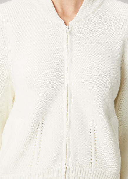 Ecru Bomber Knit Jacket